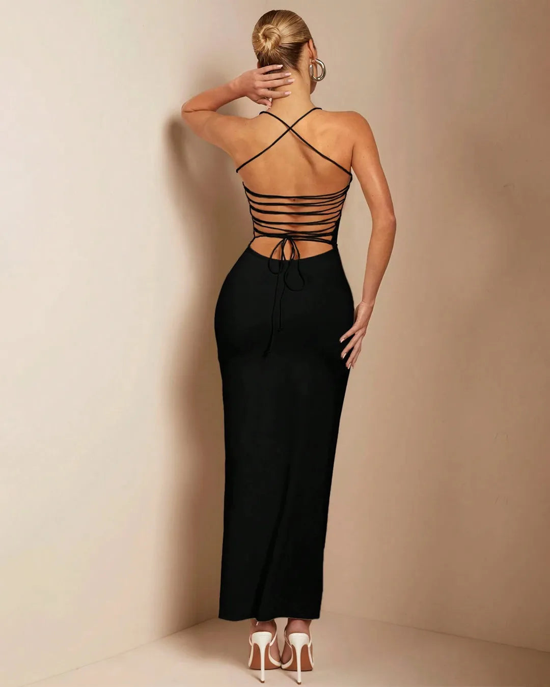 Black Strapless Bodycon Maxi Dress
