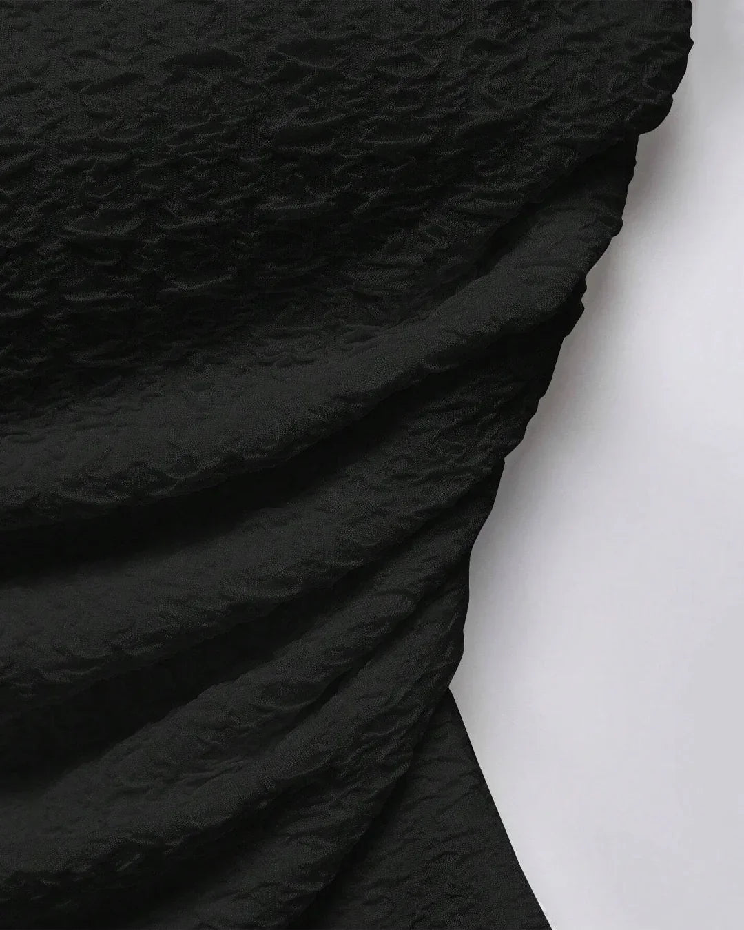 Black Textured Strapless Ruched Tube Top