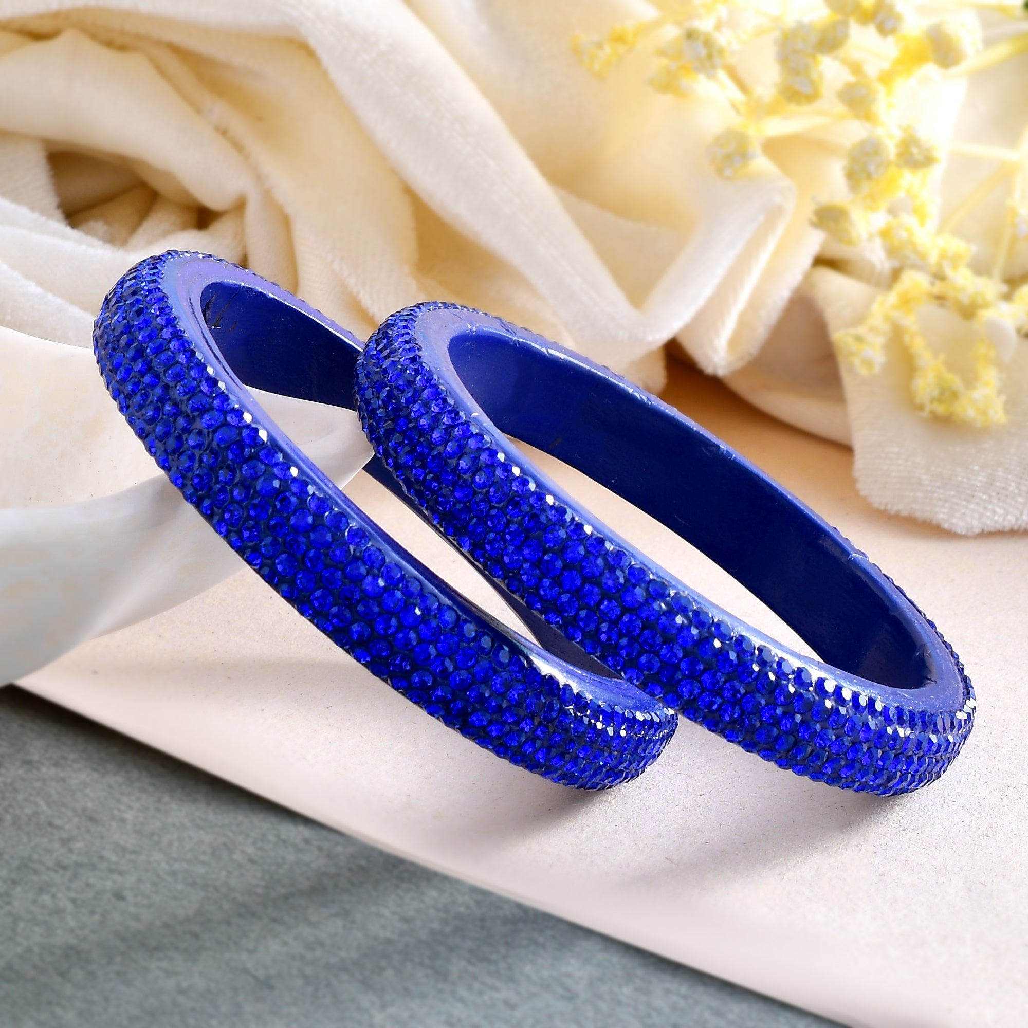 Sukriti Bridal Rajasthani Blue Lac Bangles for Women - Set of 2