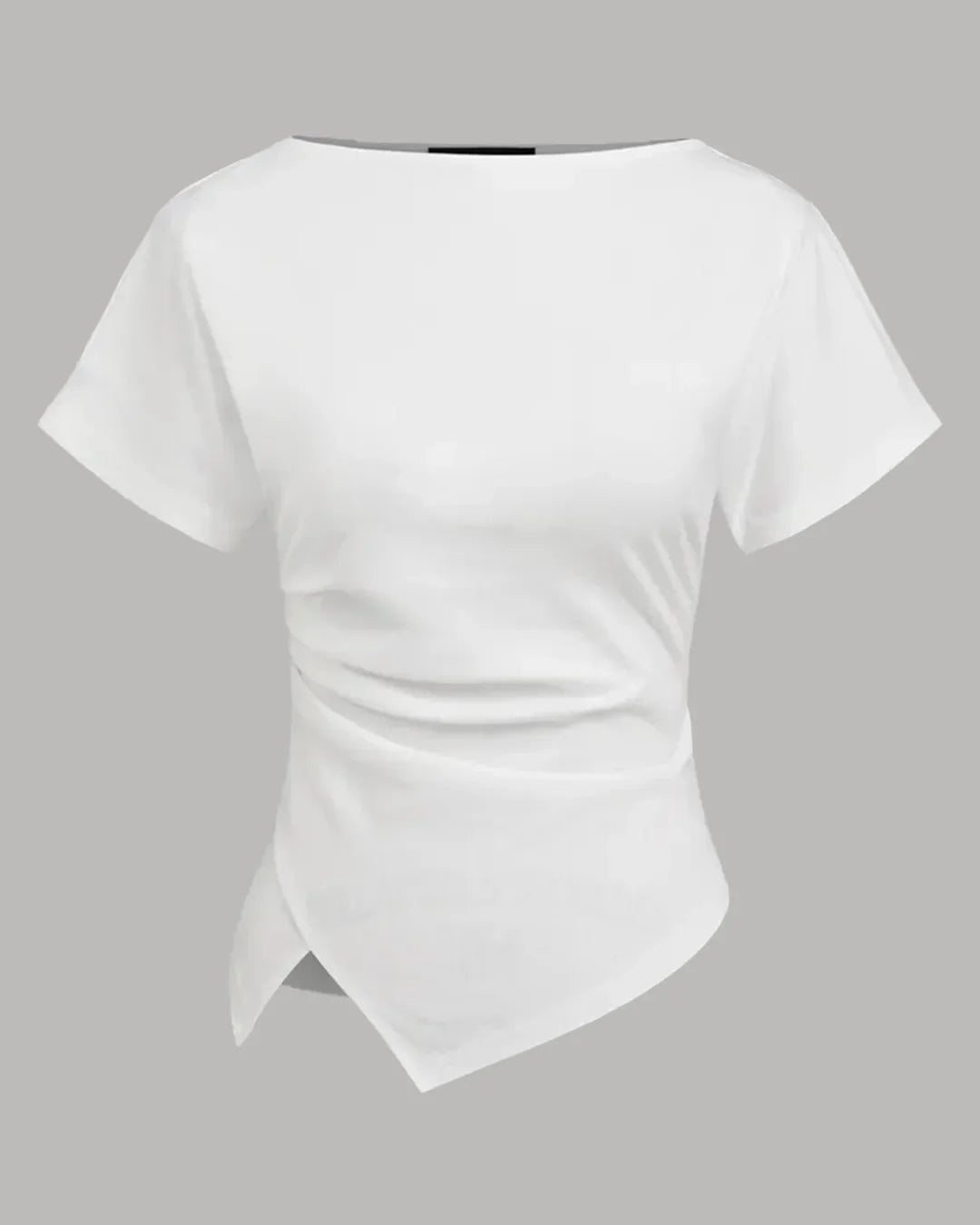 Boat Neck Asymmetric Top for Women in White