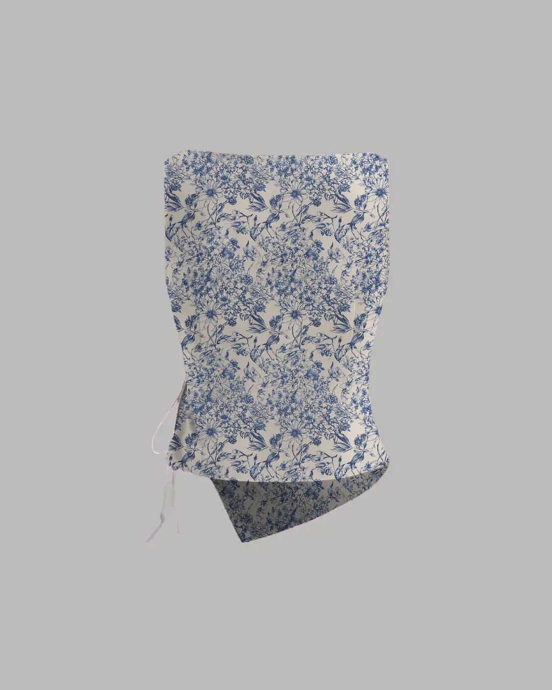 Boat Neck Asymmetrical Hem Floral Sleeveless Top in Blue And White