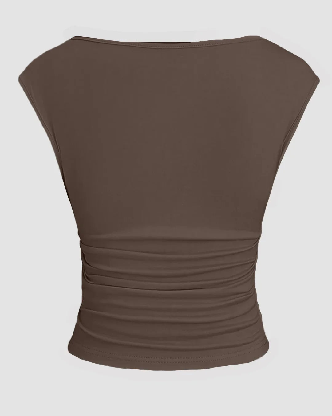 Boat Neck Ruched Stretch Top in Coca