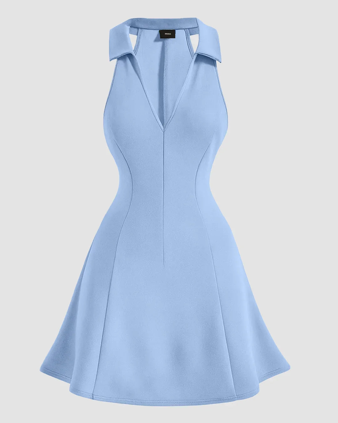 Bodycon Neck Collared Summer Dress in Blue