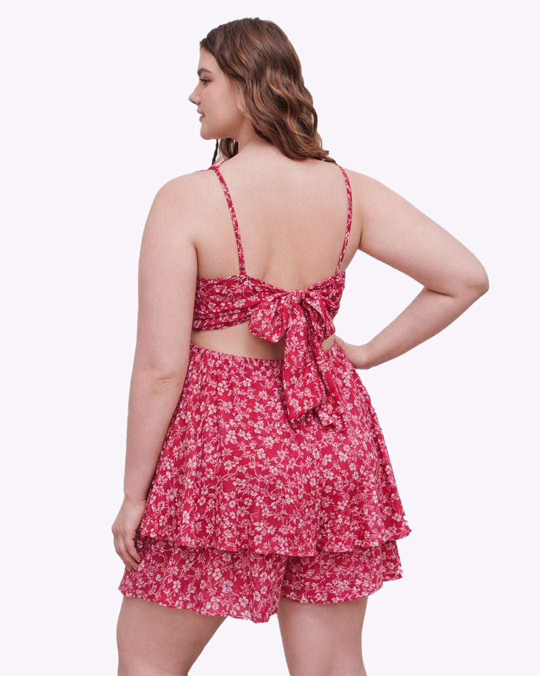 Bow Back Layered Spaghetti Strap Jumpsuit Curve & Plus