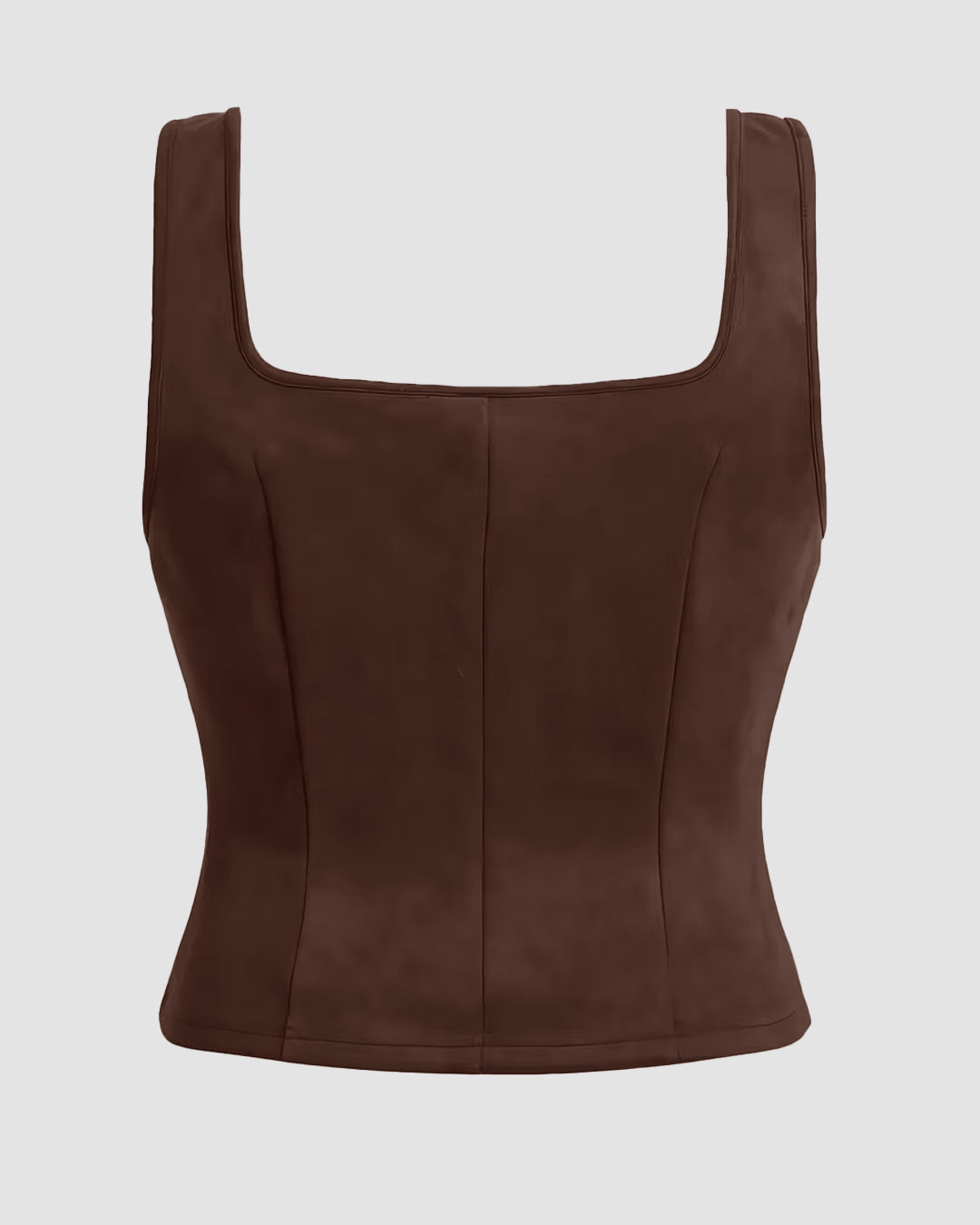Brown Sleeveless Corset Tank Top
