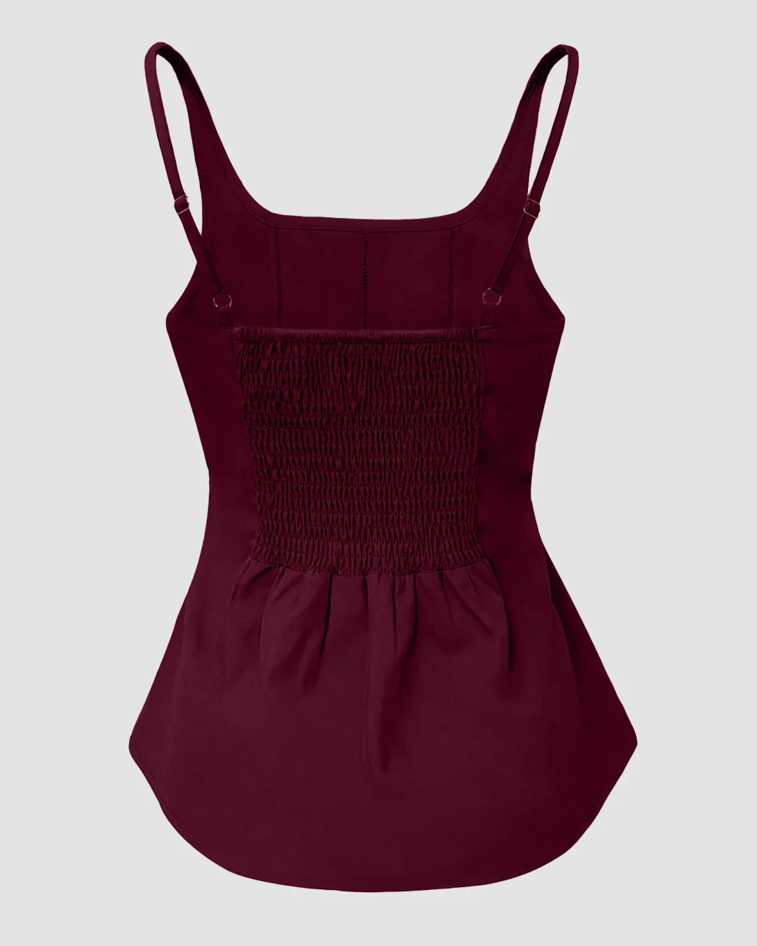 Burgundy Pleated Sleeveless Peplum Top