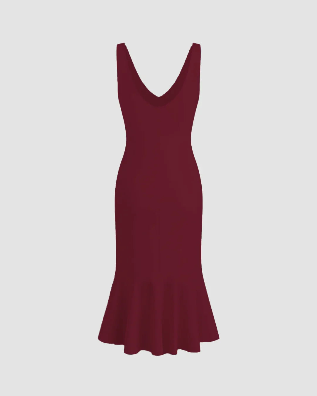 Burgundy Sleeveless Fishtail Hem Bodycon Dress