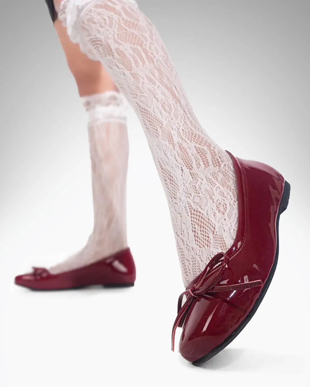 Burgundy Square Toe Womens Ballet Flats