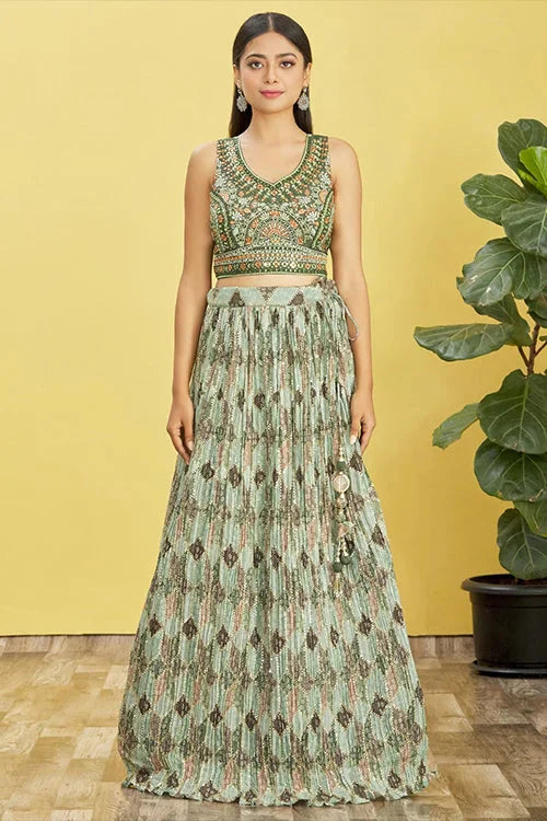 Buy Latest Green Color Lehenga Choli Online at Clothsvilla