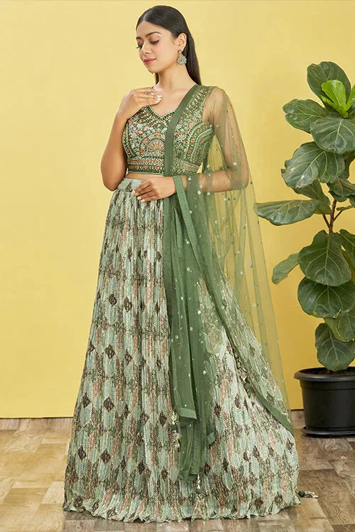 Buy Latest Green Color Lehenga Choli Online at Clothsvilla