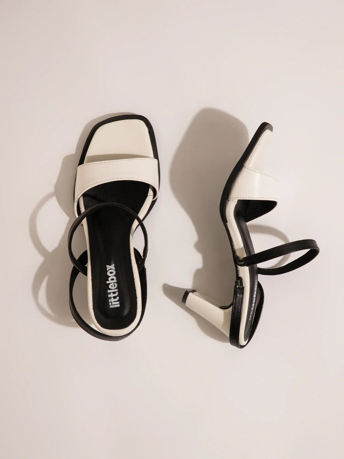 Black & White Colorblocked  Square Toe Block Heels