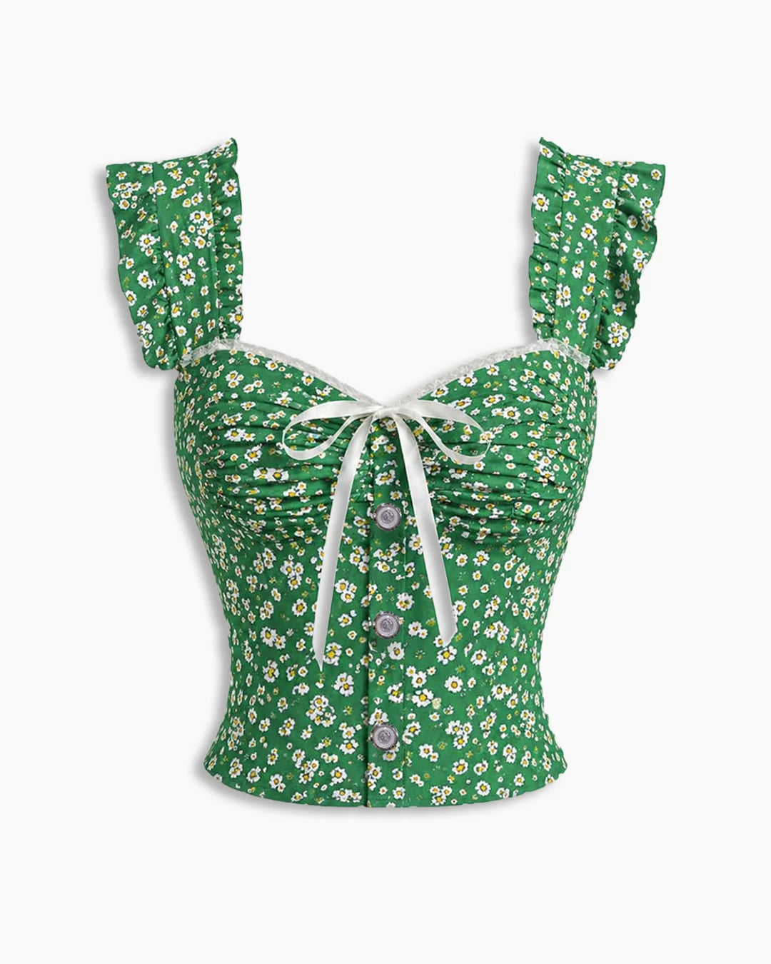 Casual Sweetheart Neck Floral Sleeveless Crop Top