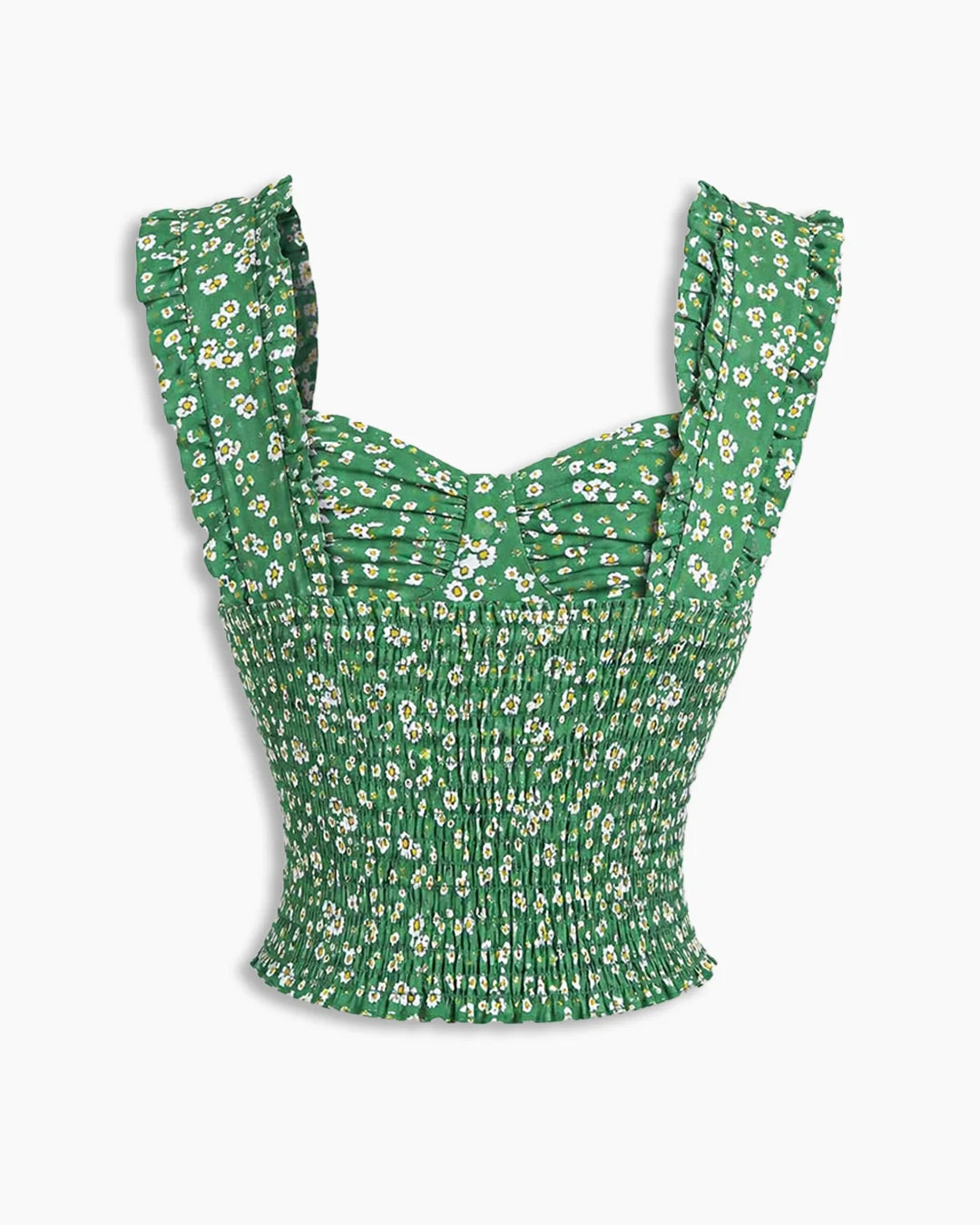Casual Sweetheart Neck Floral Sleeveless Crop Top