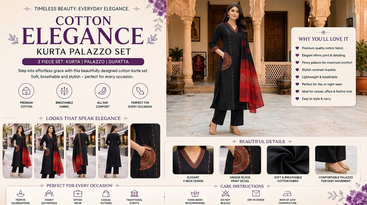 Black Royal 1 Kurta Palazzo Set 🖤