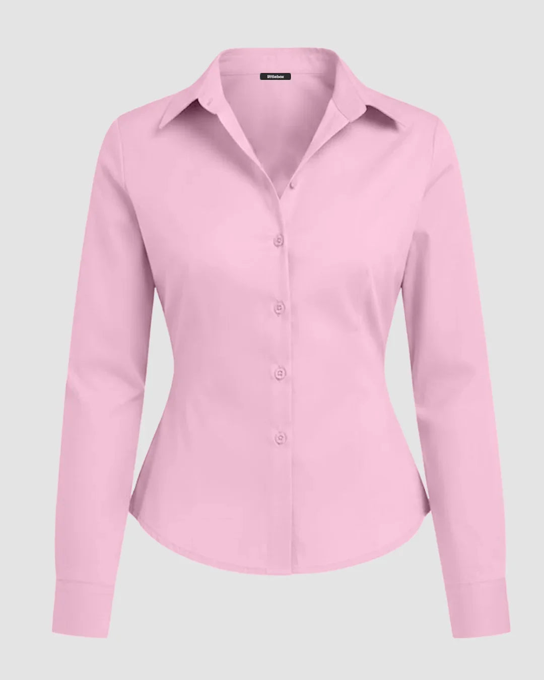 Collar Striped Long Sleeve Shirt in Pink