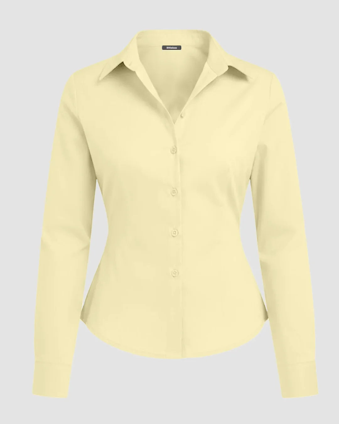 Collar Striped Long Sleeve Shirt in Vanilla