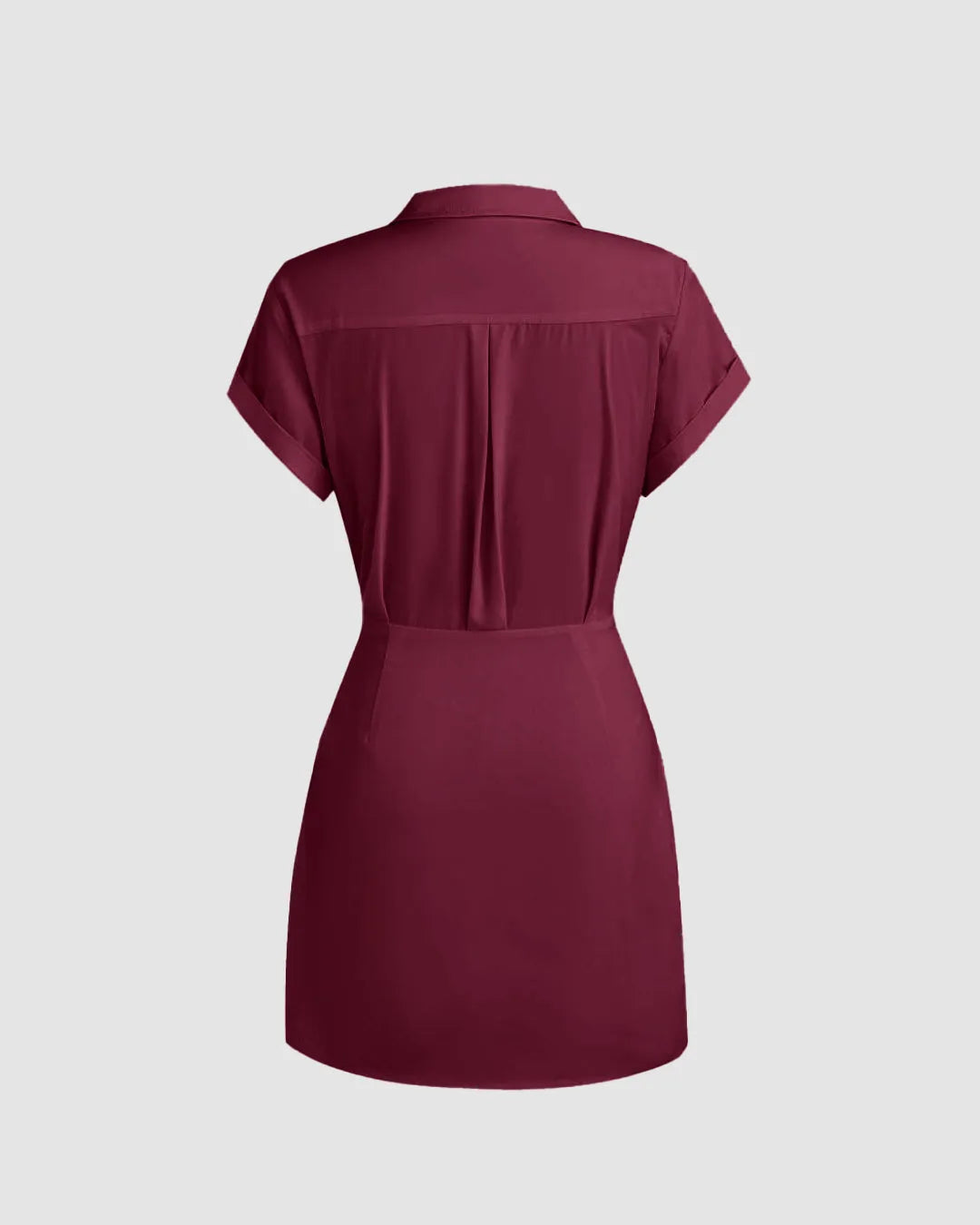 Collar Wrap Rose Red Mini Dress