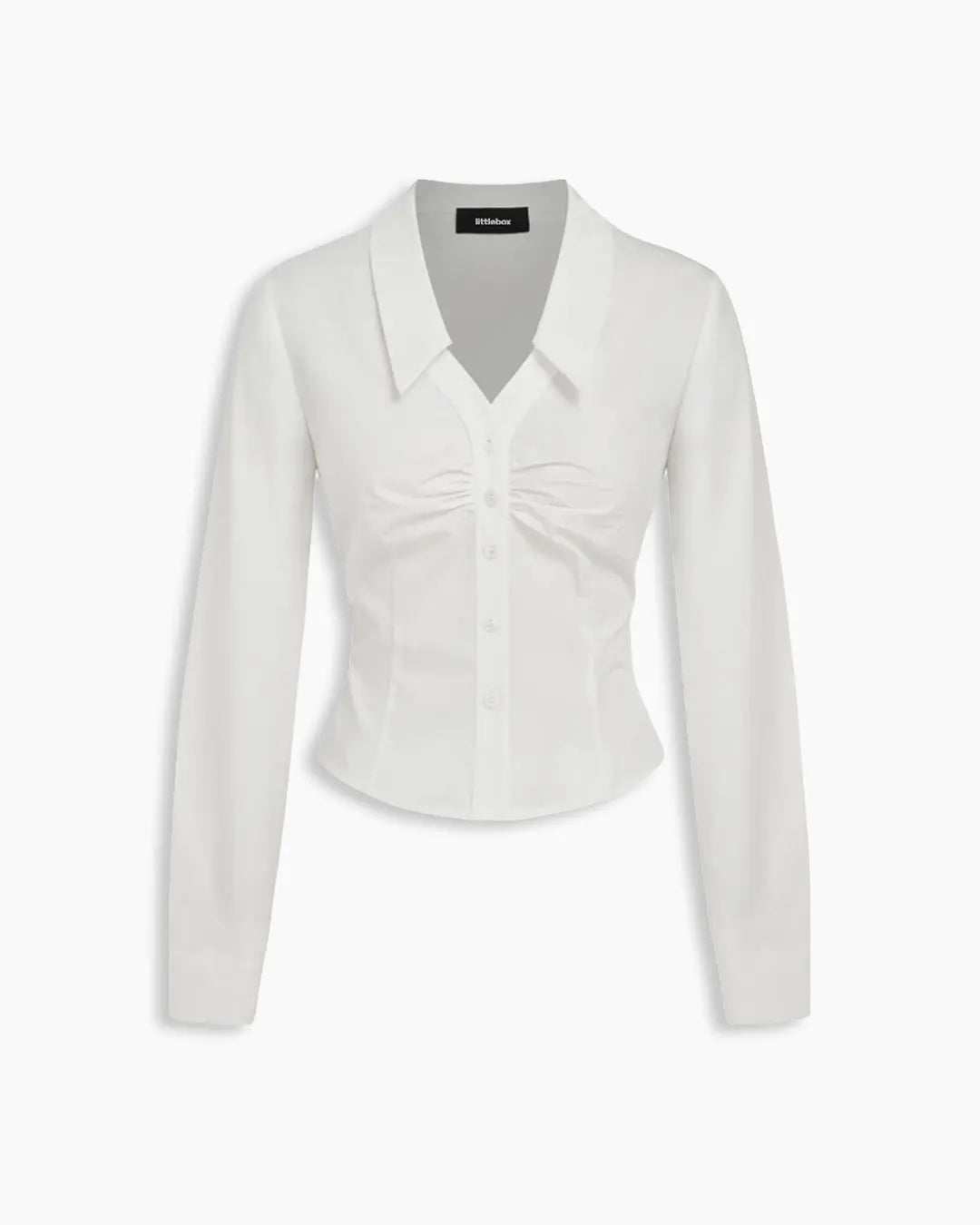 Collared Cinched Full Sleeve Shirt in White
