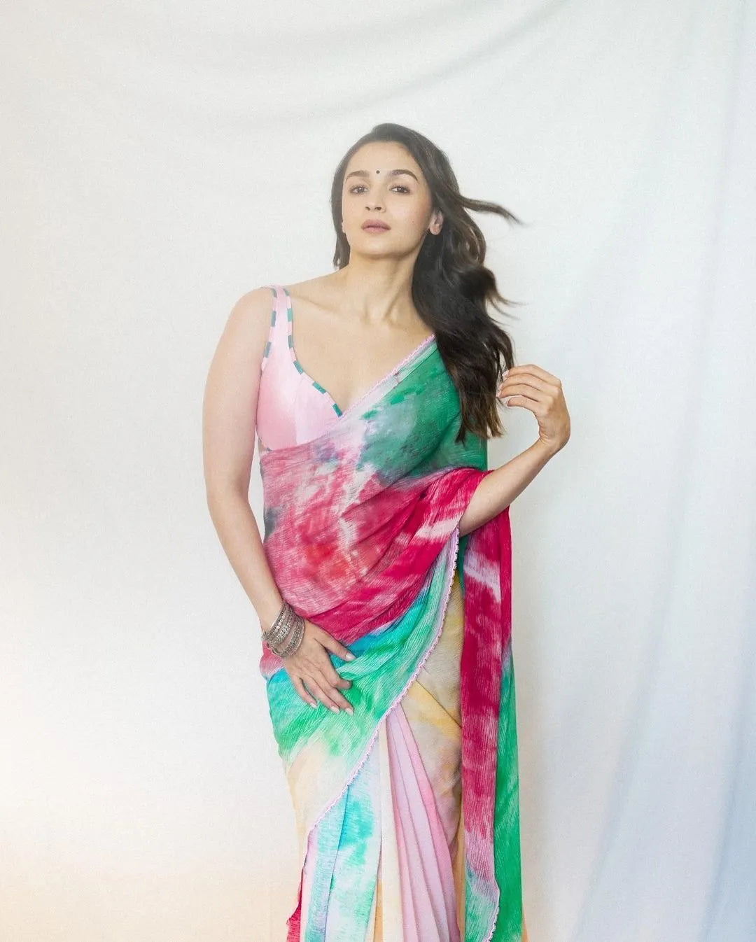 Colorful Saree For Party Inspired By Alia Bhatt