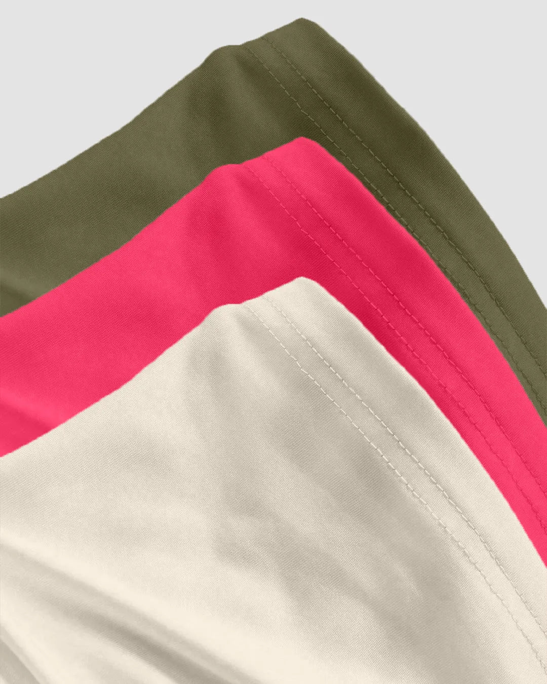 Combo of 3: Solid Ruched Tank Tops Combo in Apricot, Hot Pink & Avocado