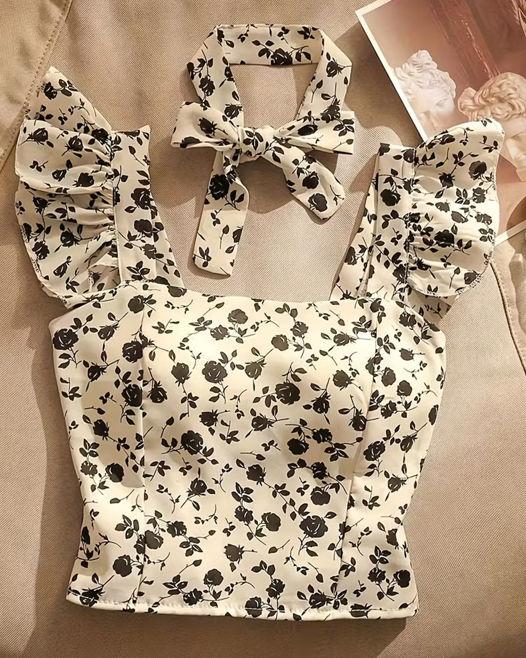 Coquette Ruffle Sleeve Floral Top