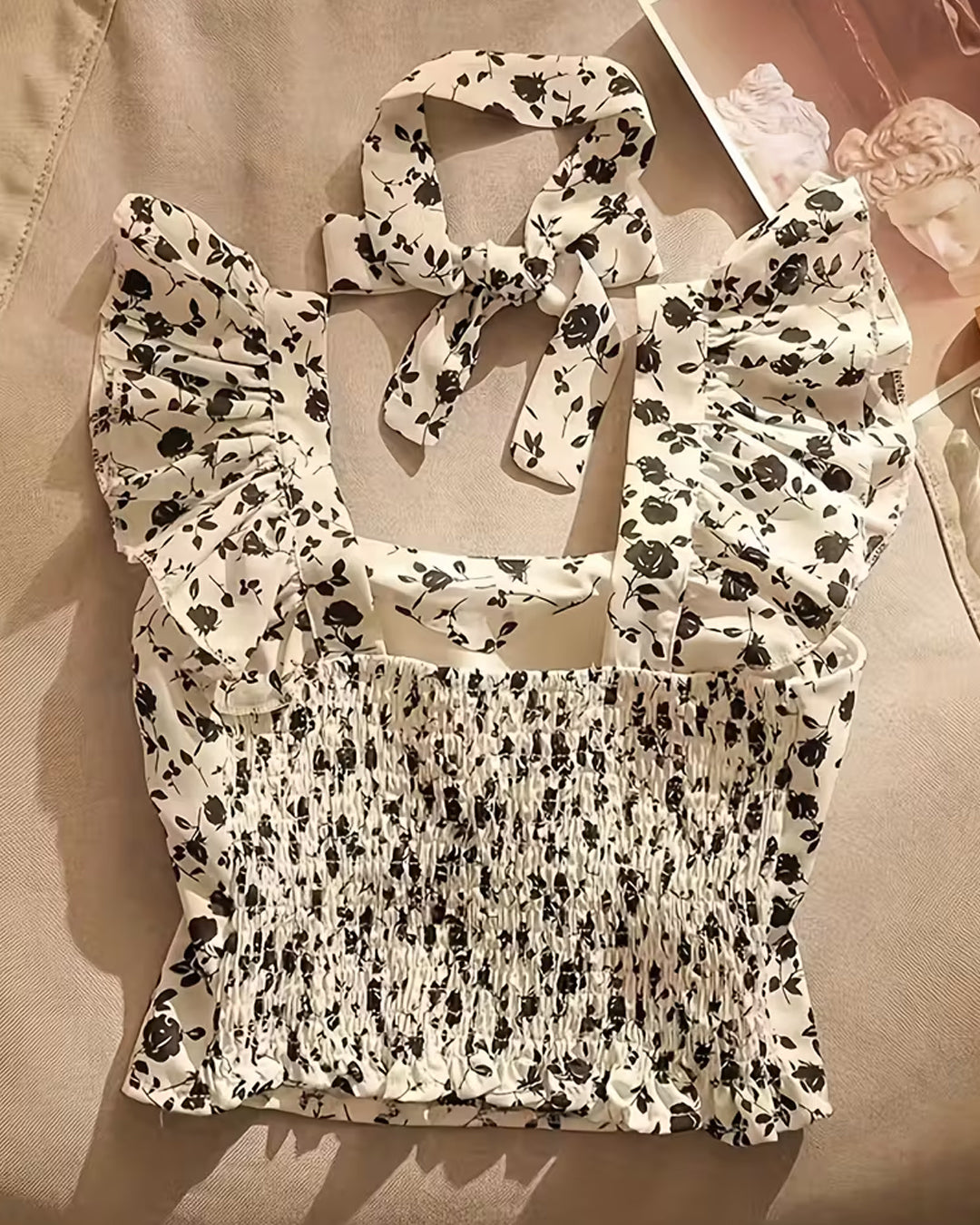 Coquette Ruffle Sleeve Floral Top