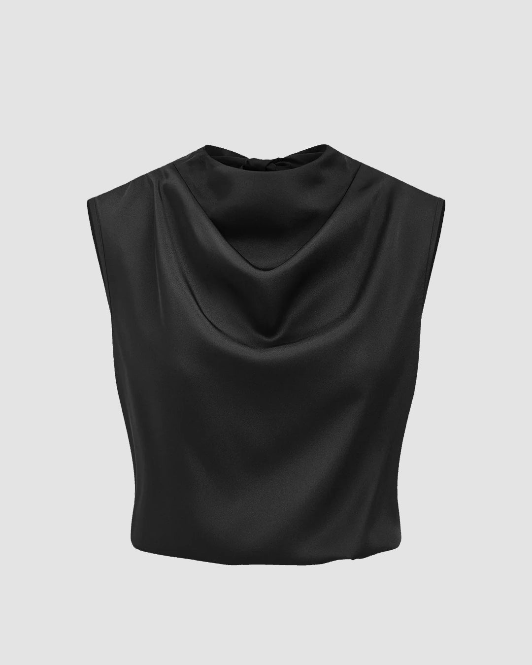 Cowl-Neck Sleeveless Top in Black