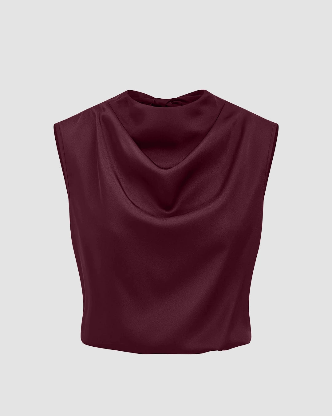 Cowl-Neck Sleeveless Top in Maroon