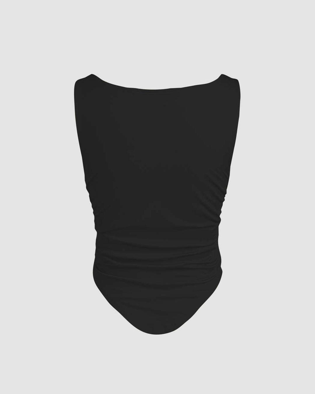 Cowl Neck Sleeveless Black Cami Top
