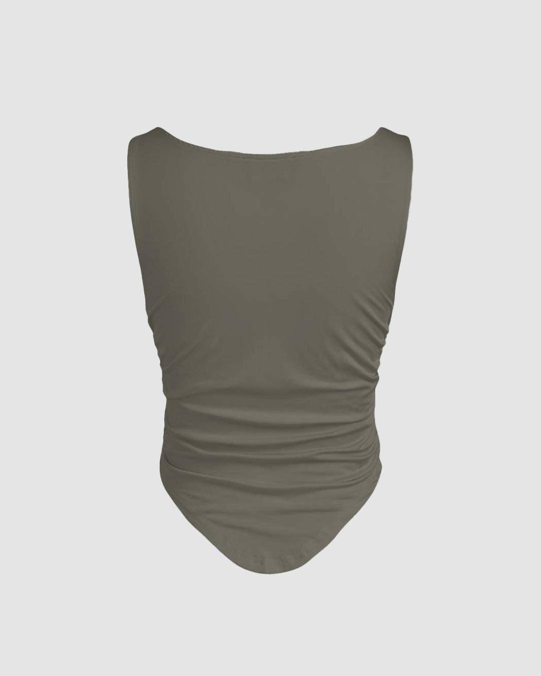Cowl Neck Sleeveless Green Cami Top