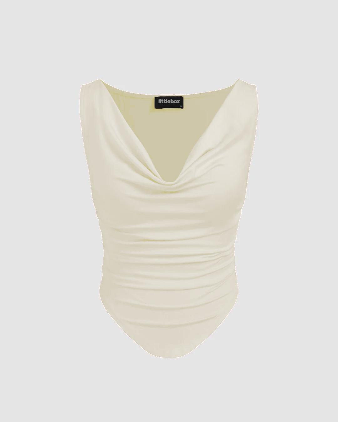 Cowl Neck Sleeveless Off-White Cami Top