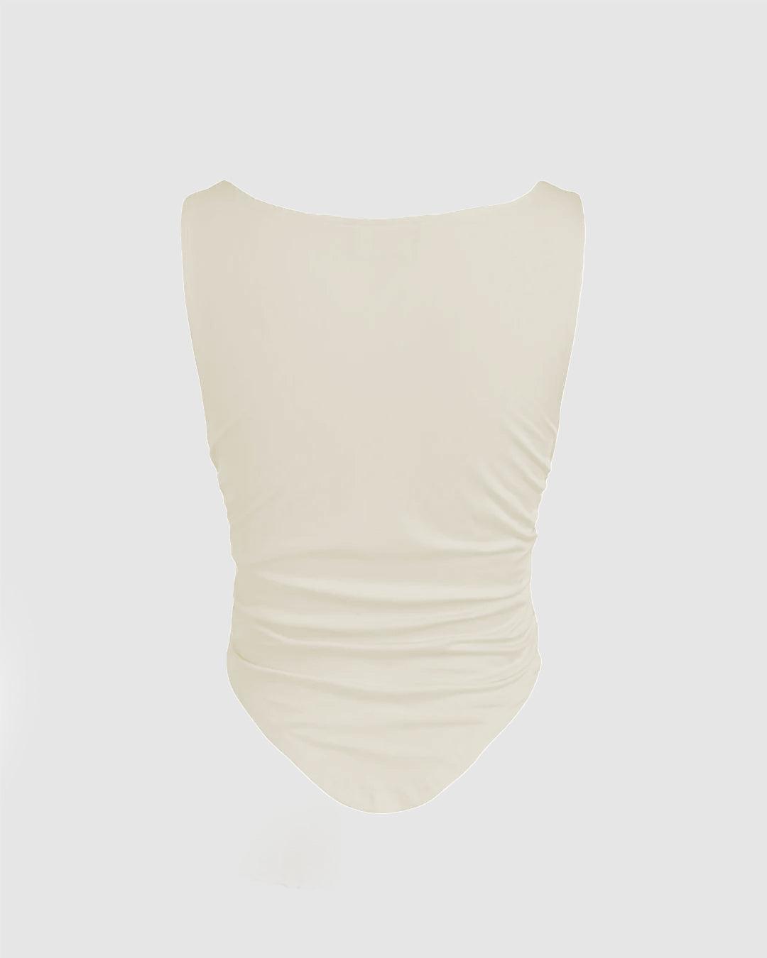 Cowl Neck Sleeveless Off-White Cami Top