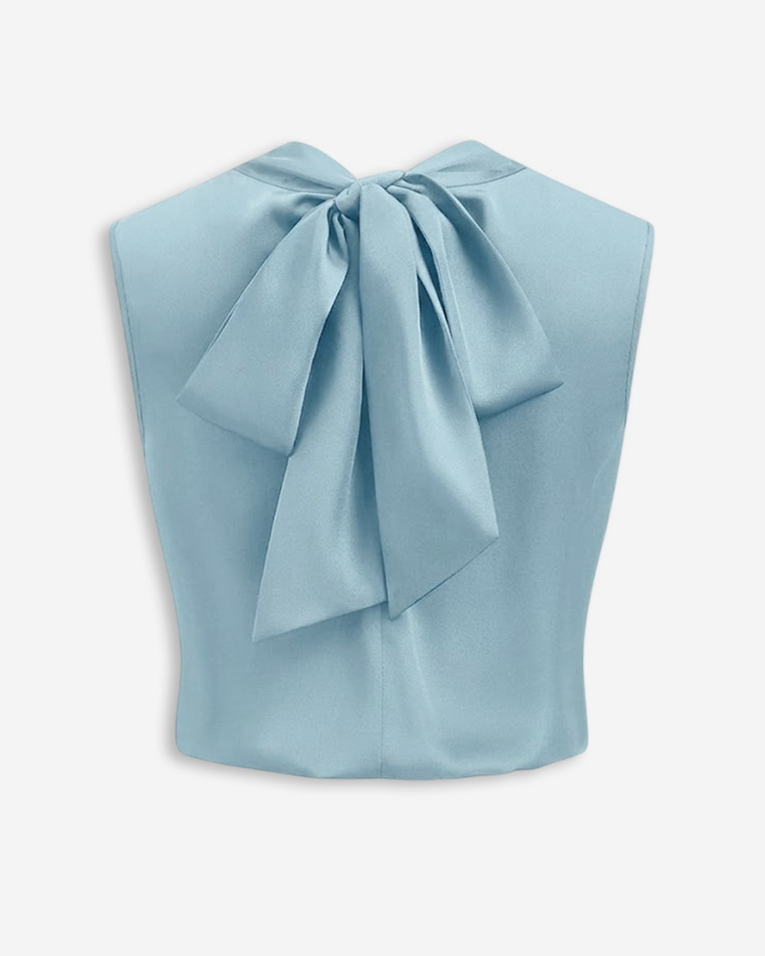 Cowl Neck Sleeveless Tie Back Top in Baby Blue