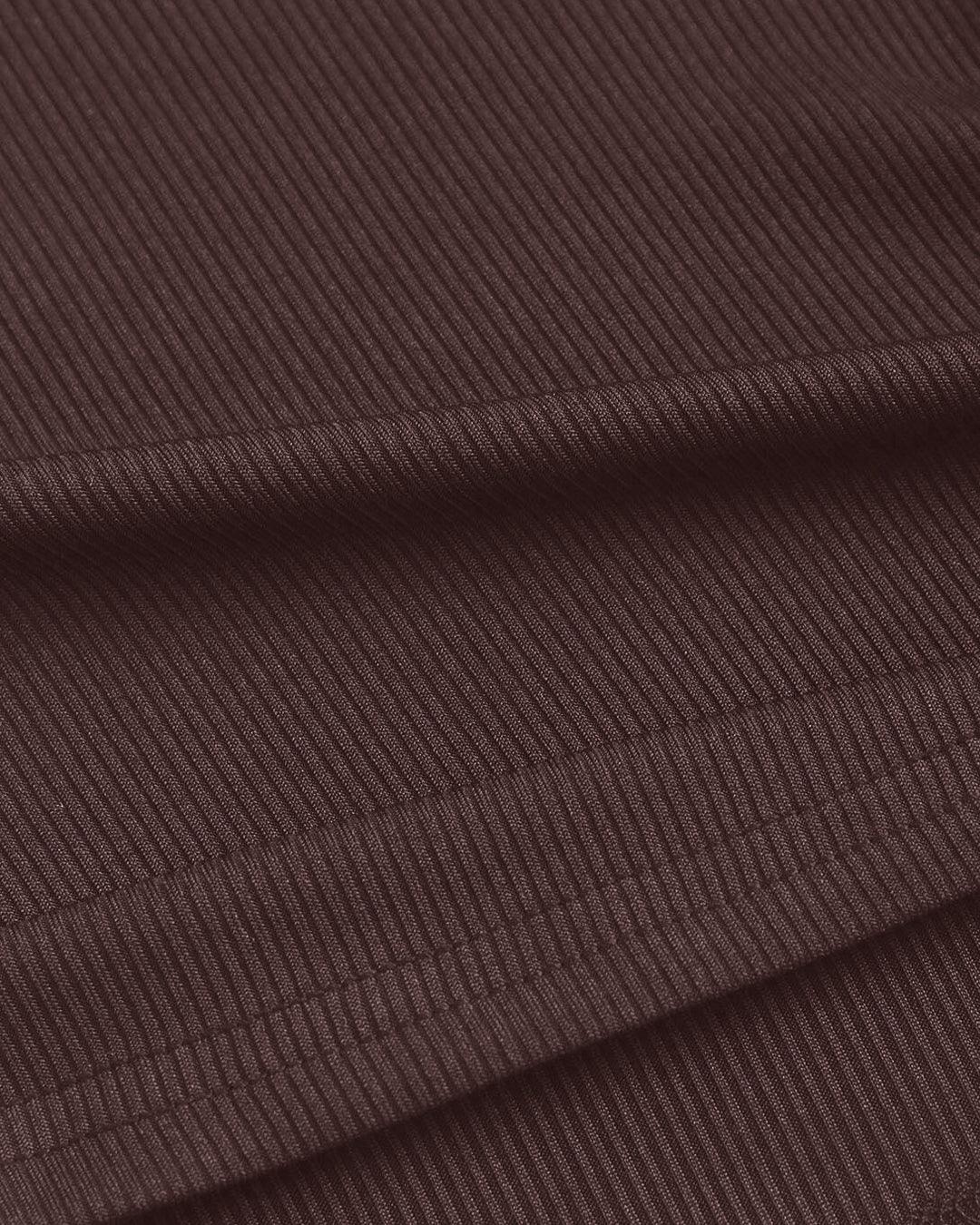 Crew Neck Ruched Waist Sleeveless Chocolate Brown Midi Dress
