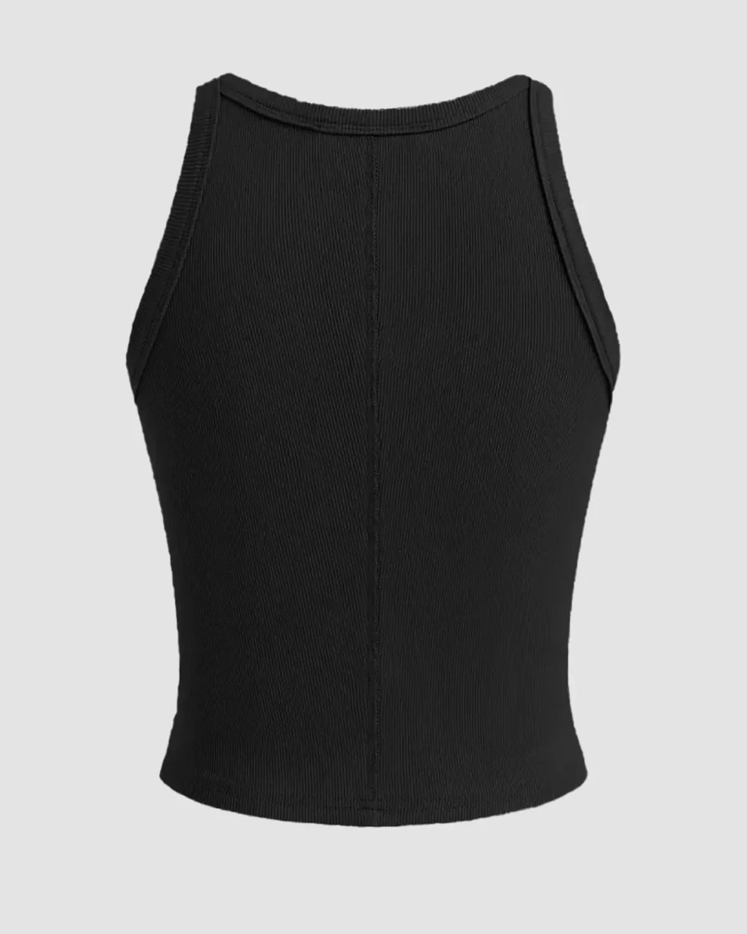 Cropped Knit Tank Top in Black