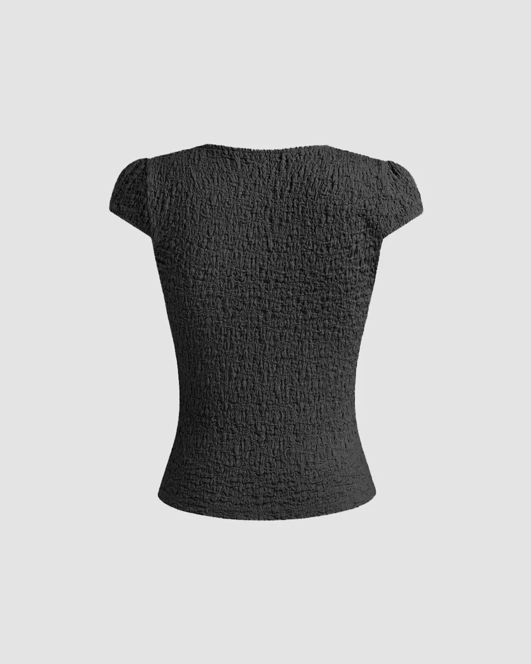 Cute V-Neck Bow Detail Tee in Black