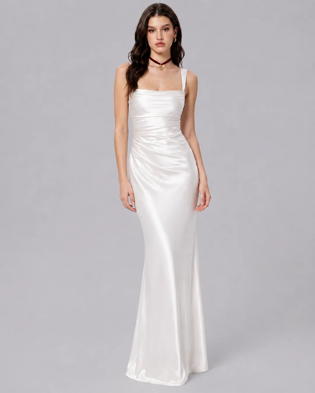 Sleeveless Fitted Maxi Dress in Pearl White