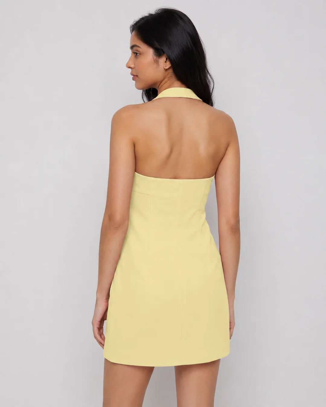 Halter Neck Fitted Mini Dress in Vanilla