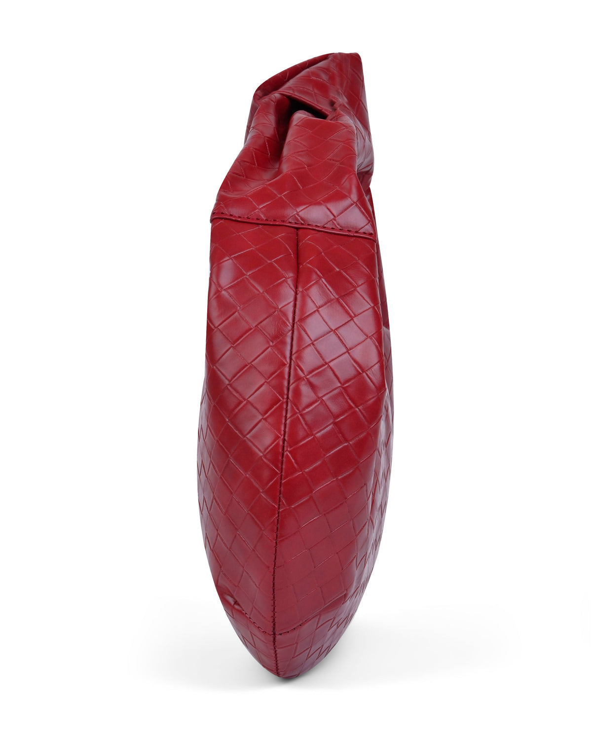 Puffy Knot Handle Shoulder Bag in Maroon