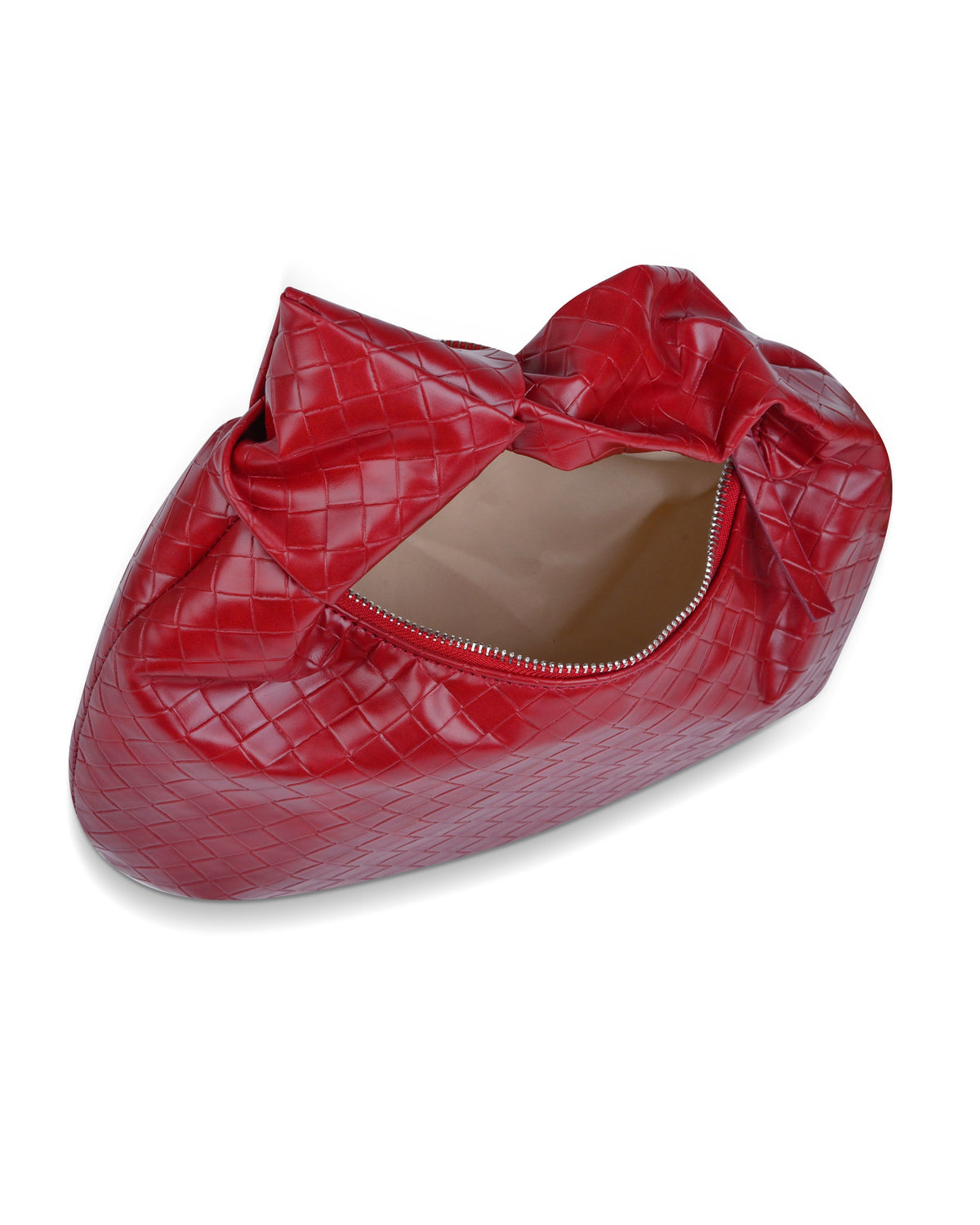 Puffy Knot Handle Shoulder Bag in Maroon