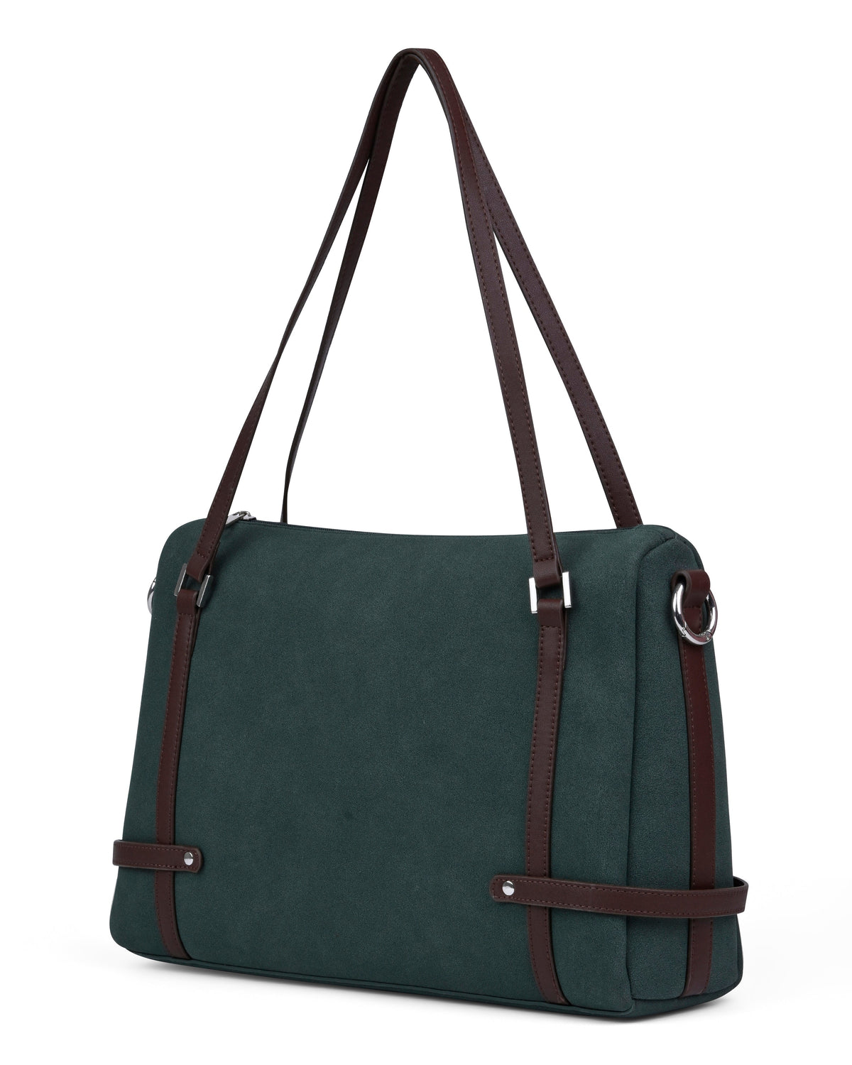 Soft Structured Shoulder Bag in Olive Green
