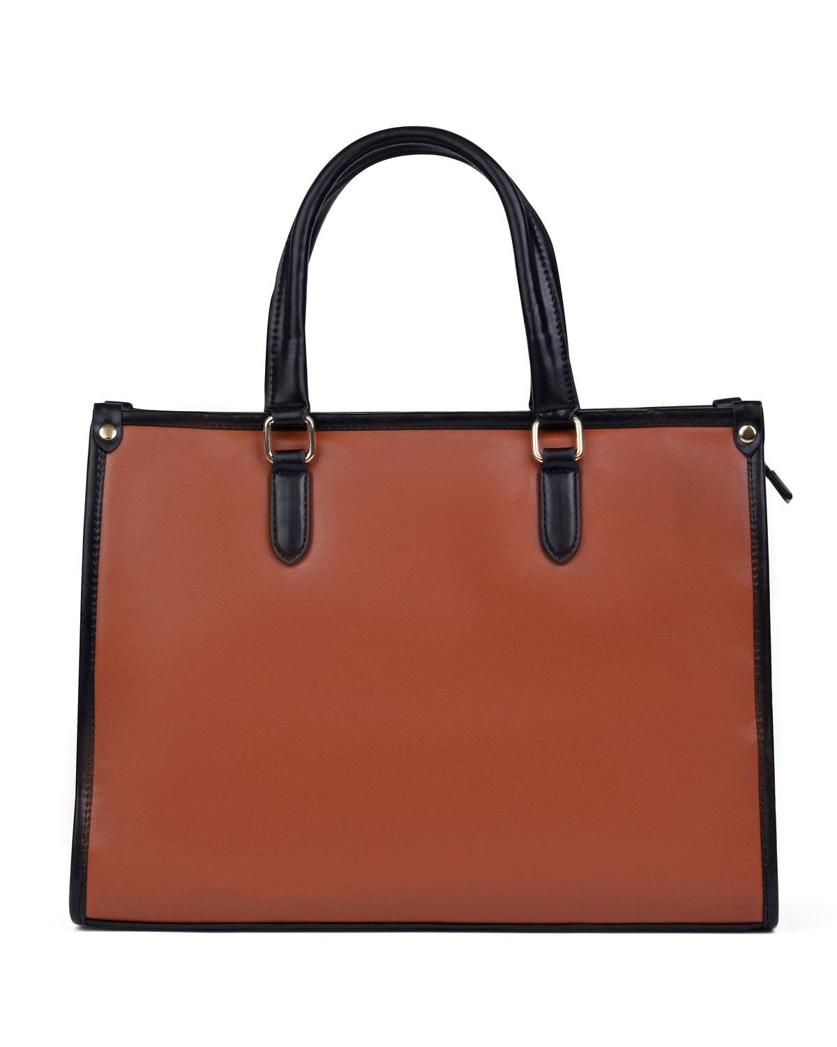 Tailored Contrast Handle Tote Bag in Brown