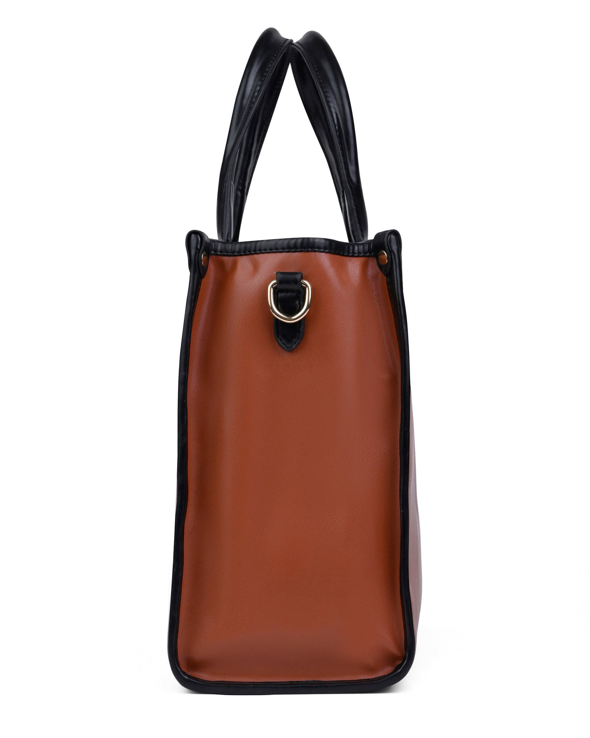 Tailored Contrast Handle Tote Bag in Brown