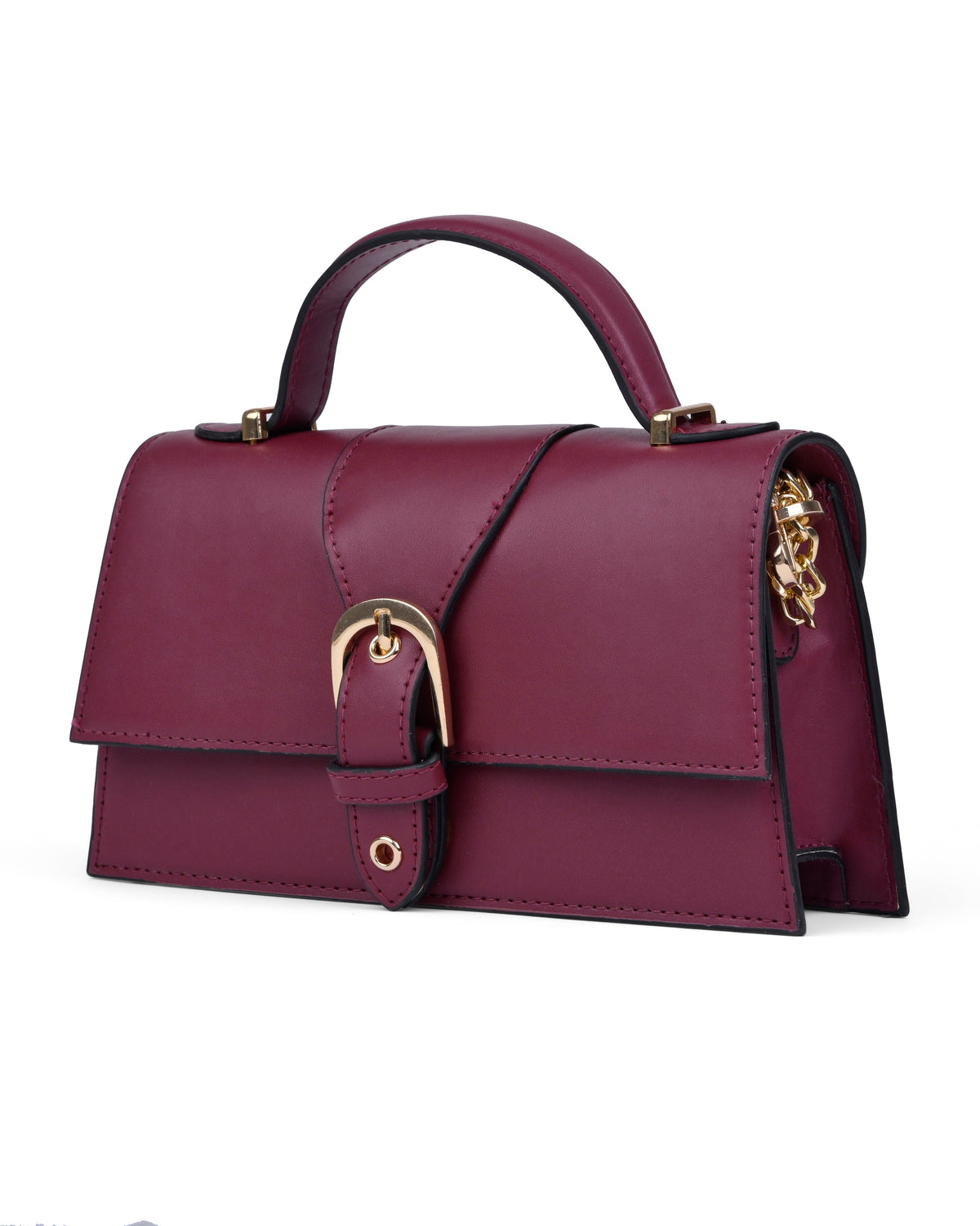 Chain Strap Top Handle Sling Bag in Cherry Red