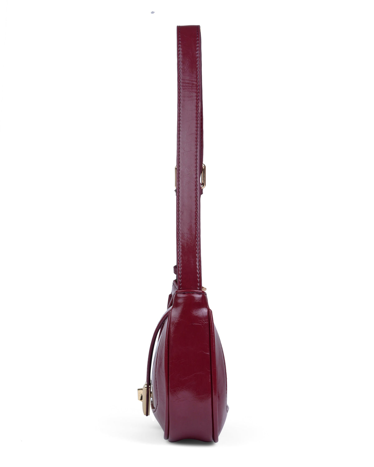 Elegant Patent Finish Shoulder Bag in Cherry Red