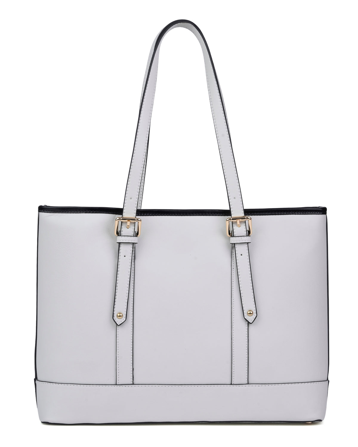 Buckle Accent Office Tote Bag in Cream
