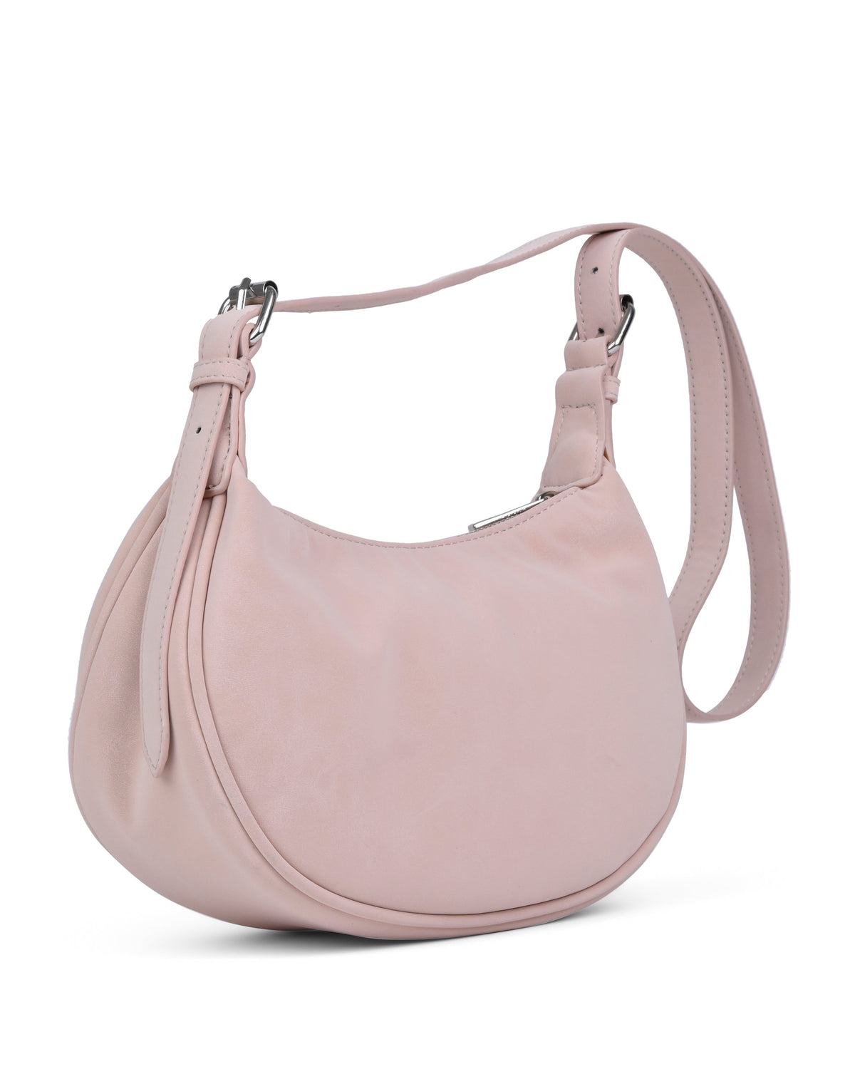 Minimal Curved Shoulder Bag in Beige