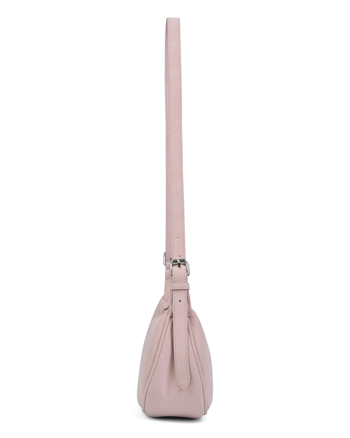 Minimal Curved Shoulder Bag in Beige