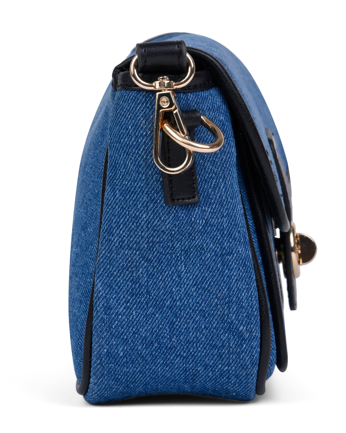 Turn Lock Denim Crossbody Sling Bag in Blue