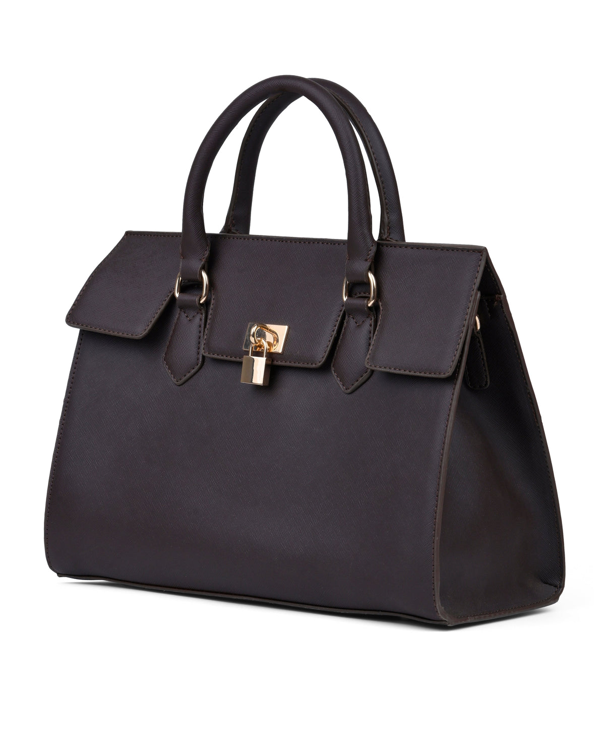 Fashion Buckle Strap Office Shoulder Bag in Cocoa Brown